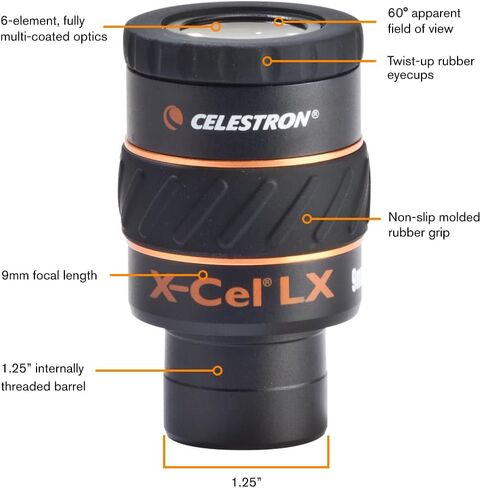 Celestron 93423 X-CEL LX Series 1.25 inch / 9mm Eyepiece, Black in Kuwait