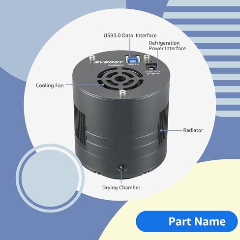 SVBONY SV605CC Cooled Astrophotography Camera, 9MP IMX533 CMOS Color Camera | Double Layer Semiconductor Refrigeration, USB3.0, 30 ℃ Lower for Deep Sky Astrophotography Panoramic Astronomy &Lucky Imaging in Kuwait