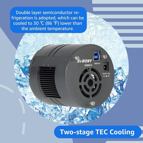 SVBONY SV605CC Cooled Astrophotography Camera, 9MP IMX533 CMOS Color Camera | Double Layer Semiconductor Refrigeration, USB3.0, 30 ℃ Lower for Deep Sky Astrophotography Panoramic Astronomy &Lucky Imaging in Kuwait
