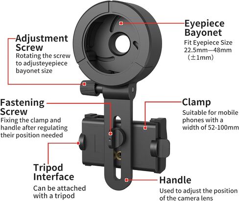 Eyeskey Universal Phone Adapter - Capture Stunning Moments with Your Smartphone Through Binoculars, Monoculars, Scopes, Telescopes, and Microscopes - Fits Most Smartphones in Kuwait
