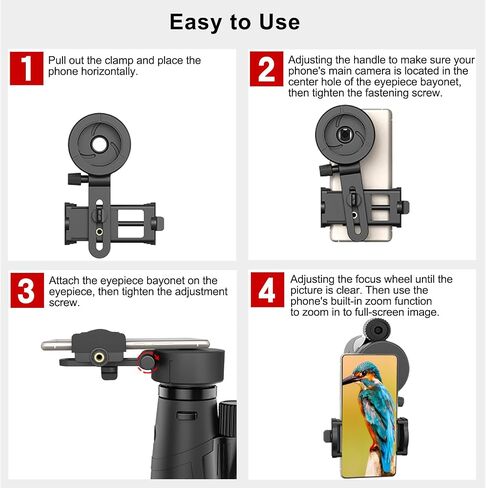 Eyeskey Universal Phone Adapter - Capture Stunning Moments with Your Smartphone Through Binoculars, Monoculars, Scopes, Telescopes, and Microscopes - Fits Most Smartphones in Kuwait