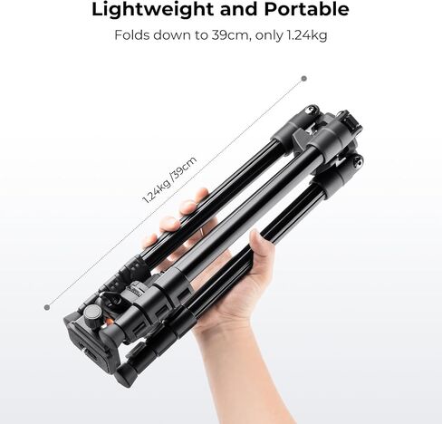 K&F Concept 64 inch/163cm Lightweight Outdoor Travel Camera Tripod | 360 Degree Ball Head, Load Capacity 17.6lbs, Cellphone Clip for Smartphone Live Streaming Vlog O234A1+BH-36 in Kuwait
