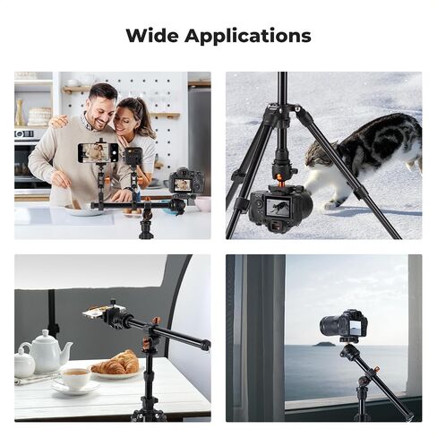 K&F Concept 76 inch Camera Tripod with Rotatable Multi-Angle Center Column,Lightweight Travel Outdoor DSLR Tripods with 360 Degree Ball Head Load Capacity 8kg/17.6lbs, Cellphone Clips for Smartphone in Kuwait
