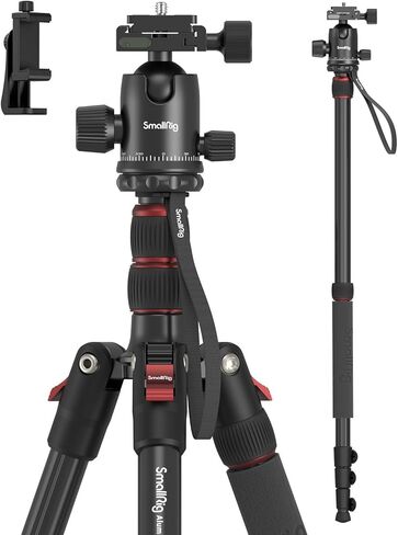 SmallRig Camera Tripod, 71" Foldable Aluminum Tripod/Monopod, 360°Ball Head Detachable, Payload 33lb, Adjustable Height from 16" to 71" for Camera, Phone in Kuwait
