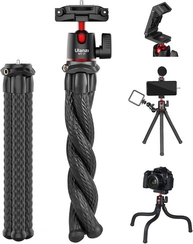 ULANZI Camera Tripod, Mini Flexible Stand w Hidden Phone Holder w Cold Shoe Mount, 1/4'' Screw f Magic Arm, Universal f iPhone 17 16 15 14 Pro Max XS Max Canon Nikon Sony DJ Pocket 4/3 Cameras in Kuwait