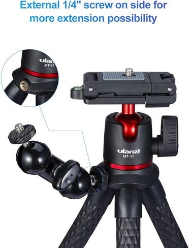 ULANZI Camera Tripod, Mini Flexible Stand w Hidden Phone Holder w Cold Shoe Mount, 1/4'' Screw f Magic Arm, Universal f iPhone 17 16 15 14 Pro Max XS Max Canon Nikon Sony DJ Pocket 4/3 Cameras in Kuwait