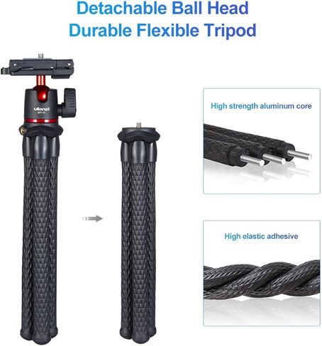 ULANZI Camera Tripod, Mini Flexible Stand w Hidden Phone Holder w Cold Shoe Mount, 1/4'' Screw f Magic Arm, Universal f iPhone 17 16 15 14 Pro Max XS Max Canon Nikon Sony DJ Pocket 4/3 Cameras in Kuwait