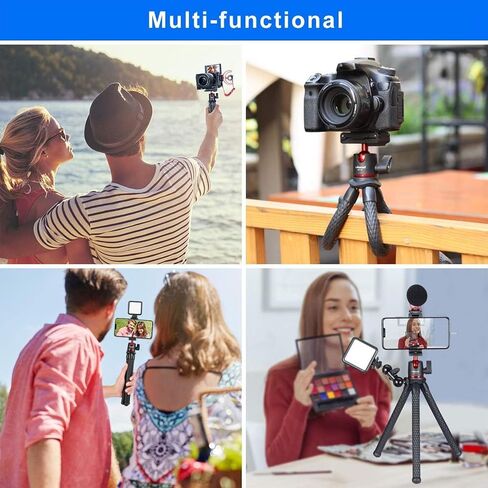 ULANZI Camera Tripod, Mini Flexible Stand w Hidden Phone Holder w Cold Shoe Mount, 1/4'' Screw f Magic Arm, Universal f iPhone 17 16 15 14 Pro Max XS Max Canon Nikon Sony DJ Pocket 4/3 Cameras in Kuwait