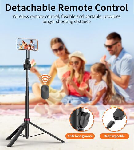 Gahenwo 69" Magnetic Phone Tripod for All Phones,Selfie Stick for Magsafe with Rechargeable Remote & Phone Mount ,Portable Stand with Tripod Leg for iPhone/Android,Camera Mounts & Clamps,Photo,Travel in Kuwait