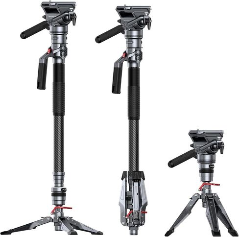 SmallRig 175cm / 68.9" Carbon Fiber Video Monopod for Camera, Compact Camera Monopod with One-Button Lift & Lock, Max. 5kg Playload Fluid Head Fits for DJI RS and for MFT 501L in Kuwait