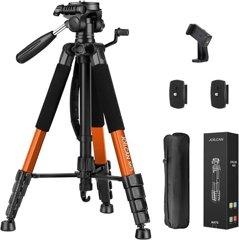 JOILCAN Tripod Camera Tripods, 74" Tripod for Camera Phone Video Recording, Heavy Duty Cameras Tripod Stand, Professional Travel DSLR Tripods Compatible with Canon iPhone, Max Load 15 LB in Saudi Arabia