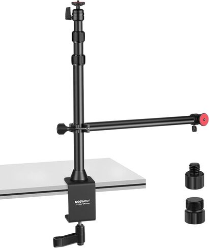 NEEWER 45.5" Overhead Camera Desk Stand, Aluminum 4 Section Magic Mic Boom Arm with C Clamp Mount Holder, for Webcam LED Light Microphone Streaming Zoom Video Recording, Max Load 4.41lb, DS023 in Kuwait