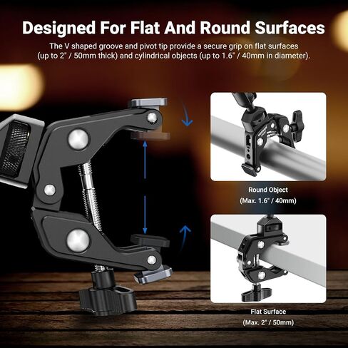 NEEWER 45.5" Overhead Camera Desk Stand, Aluminum 4 Section Magic Mic Boom Arm with C Clamp Mount Holder, for Webcam LED Light Microphone Streaming Zoom Video Recording, Max Load 4.41lb, DS023 in Kuwait