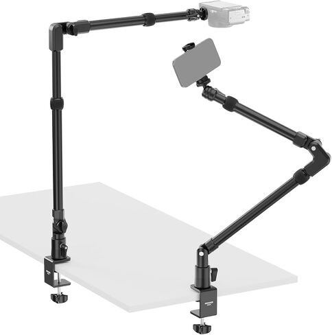 NEEWER 45.5" Overhead Camera Desk Stand, Aluminum 4 Section Magic Mic Boom Arm with C Clamp Mount Holder, for Webcam LED Light Microphone Streaming Zoom Video Recording, Max Load 4.41lb, DS023 in Kuwait