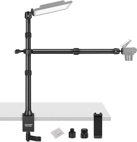 NEEWER 45.5" Overhead Camera Desk Stand, Aluminum 4 Section Magic Mic Boom Arm with C Clamp Mount Holder, for Webcam LED Light Microphone Streaming Zoom Video Recording, Max Load 4.41lb, DS023 in Kuwait