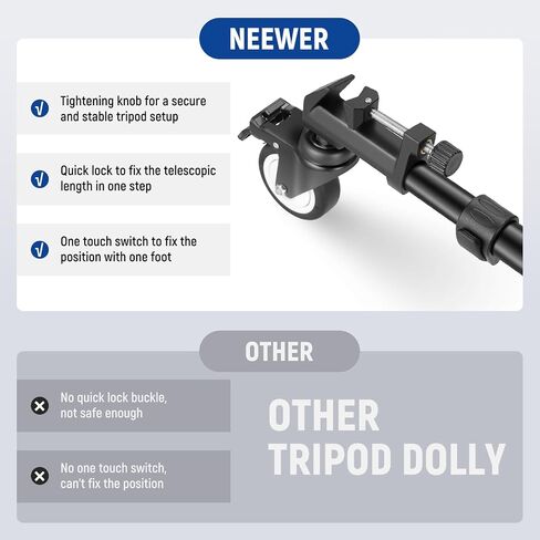 NEEWER Photography Tripod Dolly, Heavy Duty 33 lb Capacity Tripod Wheels in Kuwait