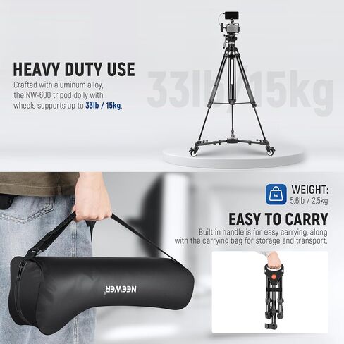 NEEWER Photography Tripod Dolly, Heavy Duty 33 lb Capacity Tripod Wheels in Kuwait
