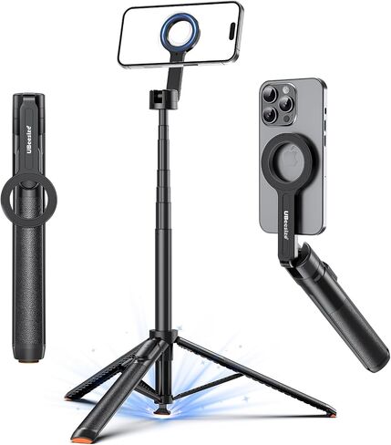 UBeesize 70" Auto-Open Magnetic Tripod for iPhone, MagSafe Selfie Stick with Remote, Portable Phone Stand for Recording, Travel and Vlogging, Compatible with iPhone/Android (Black) in Kuwait