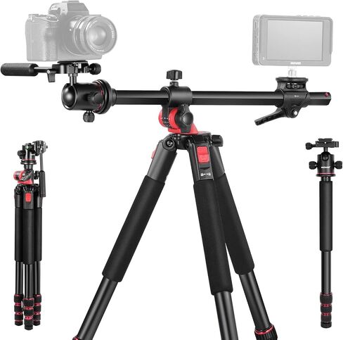 NEEWER 90 Inch Tall Overhead Horizontal Camera Tripod Monopod with Ball Head & Flexible Center Column, Metal DSLR Video Travel Stand, Arca Type QR Plate & Inverted Legs, Max Load 10 kg / 22 lbs, TP63 in Kuwait