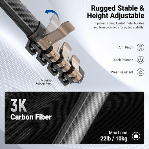 NEEWER LITETRIP Carbon Fiber Travel Tripod with Pan Tilt Low Profile Ball Head,62.4" DSLR Camera Phone Holder Stand Compatible with PD V3 Plates iPhone, 2 Center Columns,Max Load 22 lb, LT39 in Kuwait