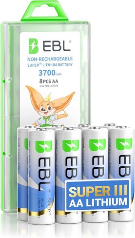 EBL AA Lithium Batteries 3700mAh, 24 Pack Non-Rechargeable 1.5V Longest Lasting Double A Battery Upgraded Super Ⅲ Lithium AA Batteries for Blink Camera, Doorbell, Smart Lock Deadbolt in Kuwait