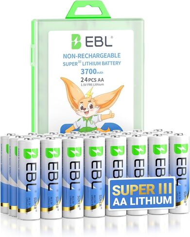 EBL AA Lithium Batteries 3700mAh, 24 Pack Non-Rechargeable 1.5V Longest Lasting Double A Battery Upgraded Super Ⅲ Lithium AA Batteries for Blink Camera, Doorbell, Smart Lock Deadbolt in Saudi Arabia
