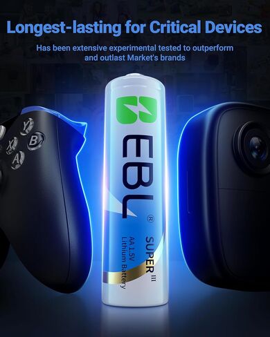 EBL AA Lithium Batteries 3700mAh, 24 Pack Non-Rechargeable 1.5V Longest Lasting Double A Battery Upgraded Super Ⅲ Lithium AA Batteries for Blink Camera, Doorbell, Smart Lock Deadbolt in Saudi Arabia