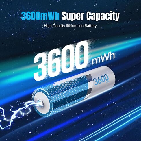 Rechargeable Lithium AA Batteries 4 Pack 3600mWh High Capacity | 1.5V Constant AA Li-ion Rechargeable Batteries for Camera, Doorbell, Smart Lock Deadbolt, Security Aralm System in Kuwait