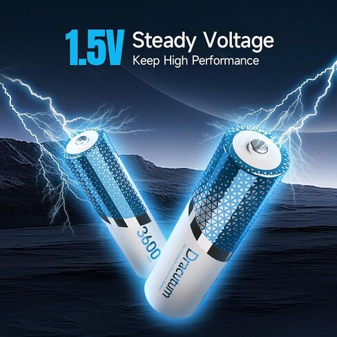 Rechargeable Lithium AA Batteries 4 Pack 3600mWh High Capacity | 1.5V Constant AA Li-ion Rechargeable Batteries for Camera, Doorbell, Smart Lock Deadbolt, Security Aralm System in Kuwait