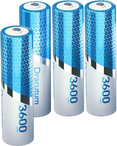 Rechargeable Lithium AA Batteries 4 Pack 3600mWh High Capacity | 1.5V Constant AA Li-ion Rechargeable Batteries for Camera, Doorbell, Smart Lock Deadbolt, Security Aralm System in Kuwait