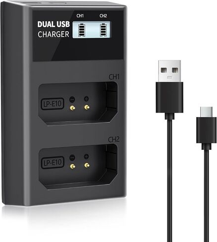 LP LP-E10 Battery 2-Pack 1500mAh USB-C Fast Charging for Canon | Compatible with Canon EOS Rebel T7 T6 T5 T3 T100, Kiss X50 X70 X80 X90, EOS 1100D 1200D 1300D 1500D 2000D 3000D 4000D in Kuwait