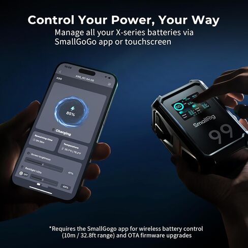 SMALLRIG V Mount Battery, 99Wh / 6800mAh Dual D-TAP V Mount Battery, 100W Output 2H Full Charge, with USB-C, DC Ports, APP Control, 2.0" Touchscreen, for Camera, Camcorder, Monitor, Video Light in Saudi Arabia