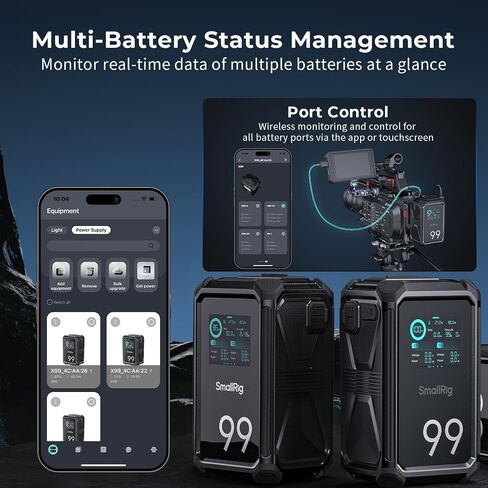 SMALLRIG V Mount Battery, 99Wh / 6800mAh Dual D-TAP V Mount Battery, 100W Output 2H Full Charge, with USB-C, DC Ports, APP Control, 2.0" Touchscreen, for Camera, Camcorder, Monitor, Video Light in Kuwait