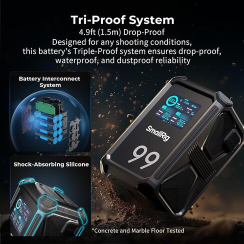 SMALLRIG V Mount Battery, 99Wh / 6800mAh Dual D-TAP V Mount Battery, 100W Output 2H Full Charge, with USB-C, DC Ports, APP Control, 2.0" Touchscreen, for Camera, Camcorder, Monitor, Video Light in Kuwait