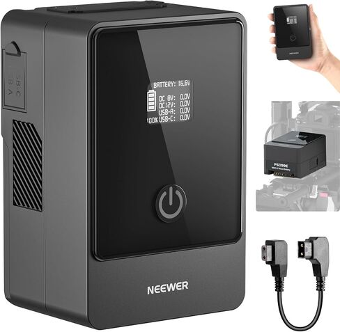 NEEWER Mini V Mount Battery, 6800mAh 99Wh 14.5V, Mini V Lock Battery with 65W PD Type C/D Tap/BP/USB A/Dual DC Port/OLED Display for Camera Camcorder Monitor Video Light, PS099E in Saudi Arabia