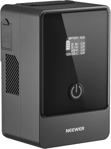 NEEWER Mini V Mount Battery, 6800mAh 99Wh 14.5V, Mini V Lock Battery with 65W PD Type C/D Tap/BP/USB A/Dual DC Port/OLED Display for Camera Camcorder Monitor Video Light, PS099E in Saudi Arabia