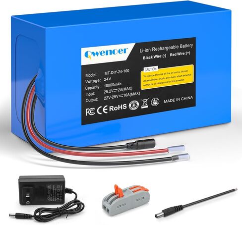 22.2V-24V 2.6Ah Lithium Battery, 22.2V-24V Rechargeable Li-ion Battery with Charger, Bare Leads Wire, Cable Connector for Kids Ride On Cars, DIY Project, Solar Panels, LED Light Strip, CCTV Camera in Saudi Arabia