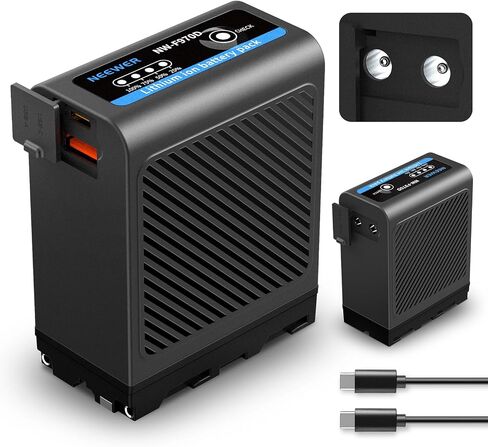 Neewer 10500mAh NP-F970 Replacement Battery Type C & USB A & 2 DC Ports Compatible with Sony NP-F550 F750 F970 FX3 FX30 A7 Canon R5 Nikon Z8 Camera Camcorder Video Light Monitor, Fast Charge, NW-F970D in Kuwait