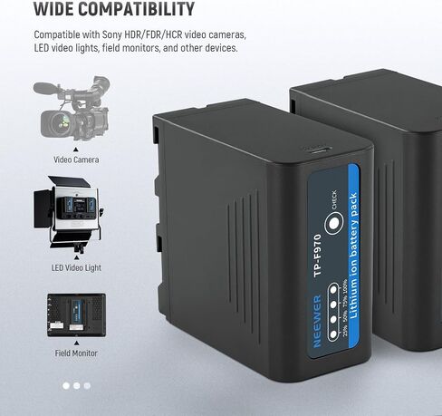 Neewer 10500mAh NP-F970 Replacement Battery Type C & USB A & 2 DC Ports Compatible with Sony NP-F550 F750 F970 FX3 FX30 A7 Canon R5 Nikon Z8 Camera Camcorder Video Light Monitor, Fast Charge, NW-F970D in Saudi Arabia