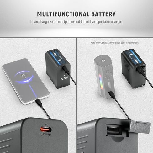 Neewer 10500mAh NP-F970 Replacement Battery Type C & USB A & 2 DC Ports Compatible with Sony NP-F550 F750 F970 FX3 FX30 A7 Canon R5 Nikon Z8 Camera Camcorder Video Light Monitor, Fast Charge, NW-F970D in Saudi Arabia