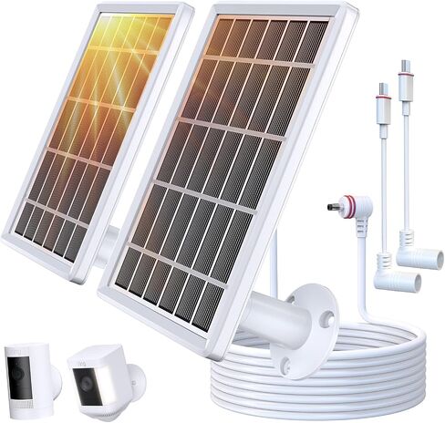 Solar Panel Charger for Ring Camera, Camcorder Solar Charger Compatible with Ring Stick Up Cam, Stick Up Cam Pro Battery, Spotlight Camera Plus Battery, Spotlight Cam Pro, 3W, 2 Pack in Kuwait