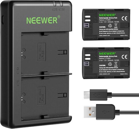 NEEWER Replacement Battery and Charger Set for LP-E6P/LP-E6NH/LP-E6N, 3 Pack 2200mAh Batteries and USB Triple Charger, Compatible with Canon EOS R5 Mark II R5 R6 R7 R 5DIV 6DII 7DII 60D 70D 80D 90D in Kuwait