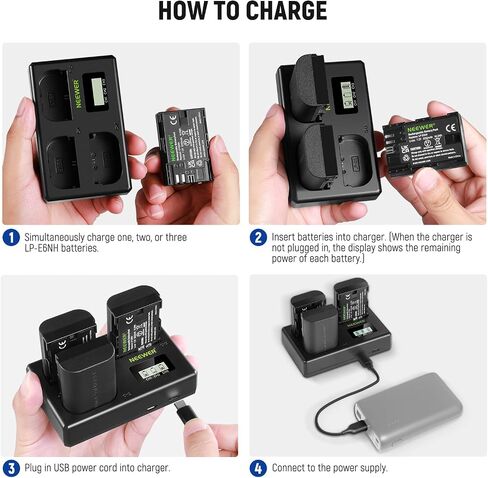 NEEWER Replacement Battery and Charger Set for LP-E6P/LP-E6NH/LP-E6N, 3 Pack 2200mAh Batteries and USB Triple Charger, Compatible with Canon EOS R5 Mark II R5 R6 R7 R 5DIV 6DII 7DII 60D 70D 80D 90D in Saudi Arabia