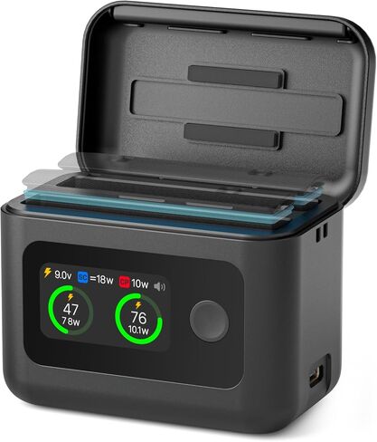 SYMIK Battery Charger for Insta360 X5, 27W Dual-Slot PD Fast Charging Case for Insta 360 X5 Battery, Intelligent Two Way Charger Hub for Insta360 X5 Accessories, LCD Display Shows Battery Level in Kuwait
