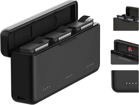 TELESIN Osmo Action 5 Pro 3 4 Battery Charger for DJI Action 5 Pro 3 4 Triple Slot PD3.0 Fast Charging Case with Type-C Cord Batteries Case Fully Compatible with DJI Osmo Action 3 4 Batteries in Kuwait