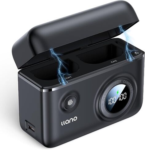 llano LP-E6NH LP-E6P Camera Battery 18W Fast Dual USB C Charger, Compatible with Canon EOS R5, R6 Mark II, R6 Mark III,5D 6D 7D Mark II III IV, 60D, 70D, 80D, Smart Display, Magnetic Snap Cover in Kuwait