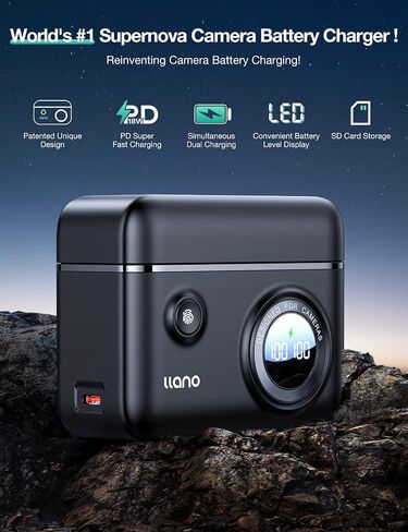 llano LP-E6NH LP-E6P Camera Battery 18W Fast Dual USB C Charger, Compatible with Canon EOS R5, R6 Mark II, R6 Mark III,5D 6D 7D Mark II III IV, 60D, 70D, 80D, Smart Display, Magnetic Snap Cover in Kuwait