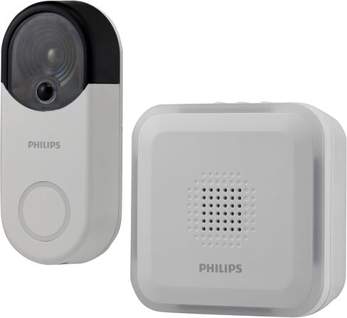 PHILIPS Wireless Security Doorbell Chime Kit, Decoy Doorbell Camera | Motion-Activated Light, Decoy Home Security Cameras, Wireless Doorbell Chime, 150 Ft Range, White, DES6572WB/37 in Kuwait
