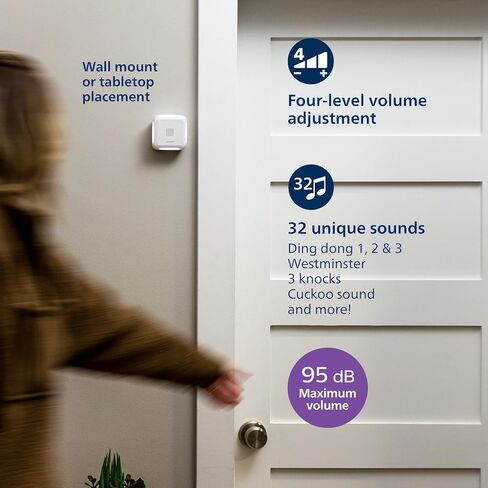 PHILIPS Wireless Security Doorbell Chime Kit, Decoy Doorbell Camera | Motion-Activated Light, Decoy Home Security Cameras, Wireless Doorbell Chime, 150 Ft Range, White, DES6572WB/37 in Kuwait
