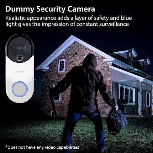PHILIPS Wireless Security Doorbell Chime Kit, Decoy Doorbell Camera | Motion-Activated Light, Decoy Home Security Cameras, Wireless Doorbell Chime, 150 Ft Range, White, DES6572WB/37 in Kuwait